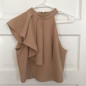 Mock Neck One Shoulder Top